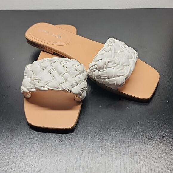 MARC FISHER SQUARE TOE SLIDES CRISS CROSS RIBBON THICK LEATHER BOTTOMS W.SIZE 10 - Picture 12 of 16